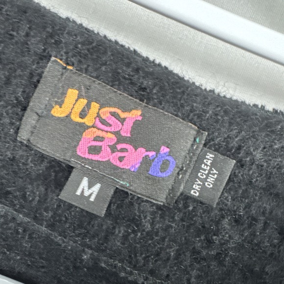 Just Barb Cardigan Sweater Women Medium Black Artsy Boho Fun Colorful Unique - Picture 4 of 13